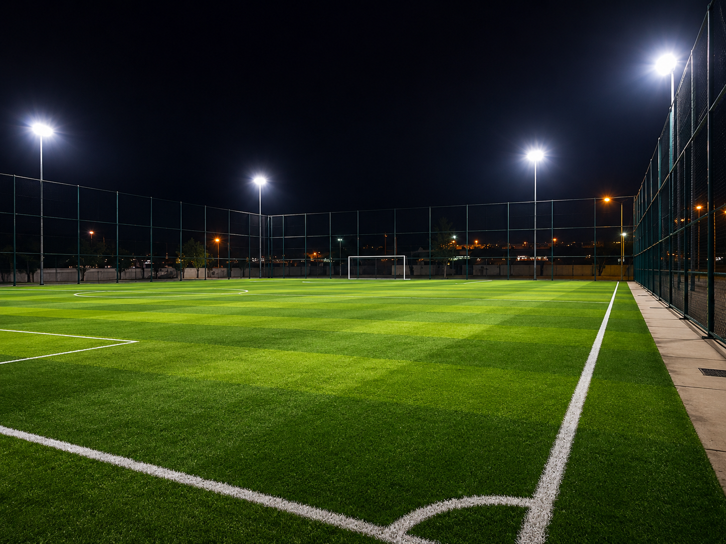 Cancha de f&uacute;tbol nocturna